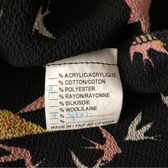 Vintage Desserts & Skirts Bird Print Chiffon Dress in Black Size S - Picture 7 of 10